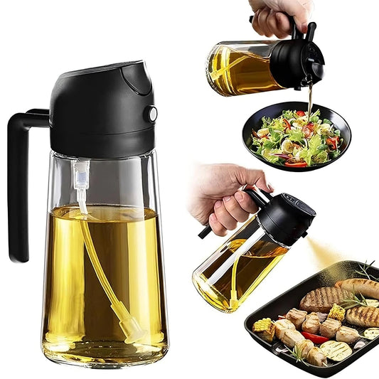 2-in-1 Oil Spray Bottle for Cooking | Oil Dispenser with Spray & Pour Function
