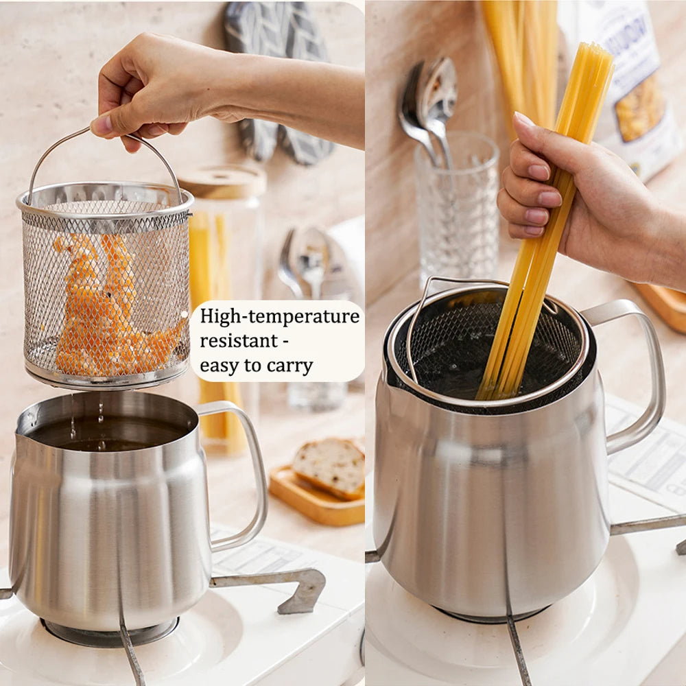 Deep Frying Pot with Oil Storage & Fry Basket – 2L | Crispy, Healthy, Easy Frying