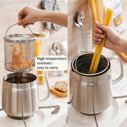 Deep Frying Pot with Oil Storage & Fry Basket – 2L | Crispy, Healthy, Easy Frying