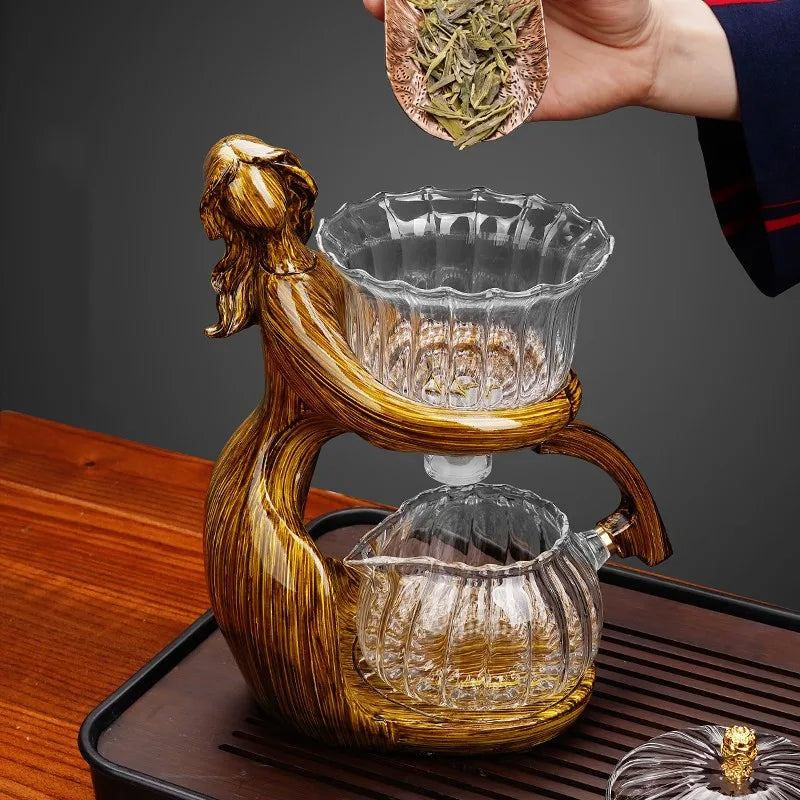 Semi-Automatic Glass Teapot | Elegant Tea Brewer for Loose-Leaf & Blooming Teas