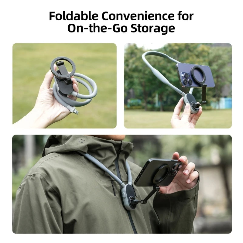 Magnetic Neck Phone Mount Holder | Hands-Free Action Camera & Smartphone Bracket
