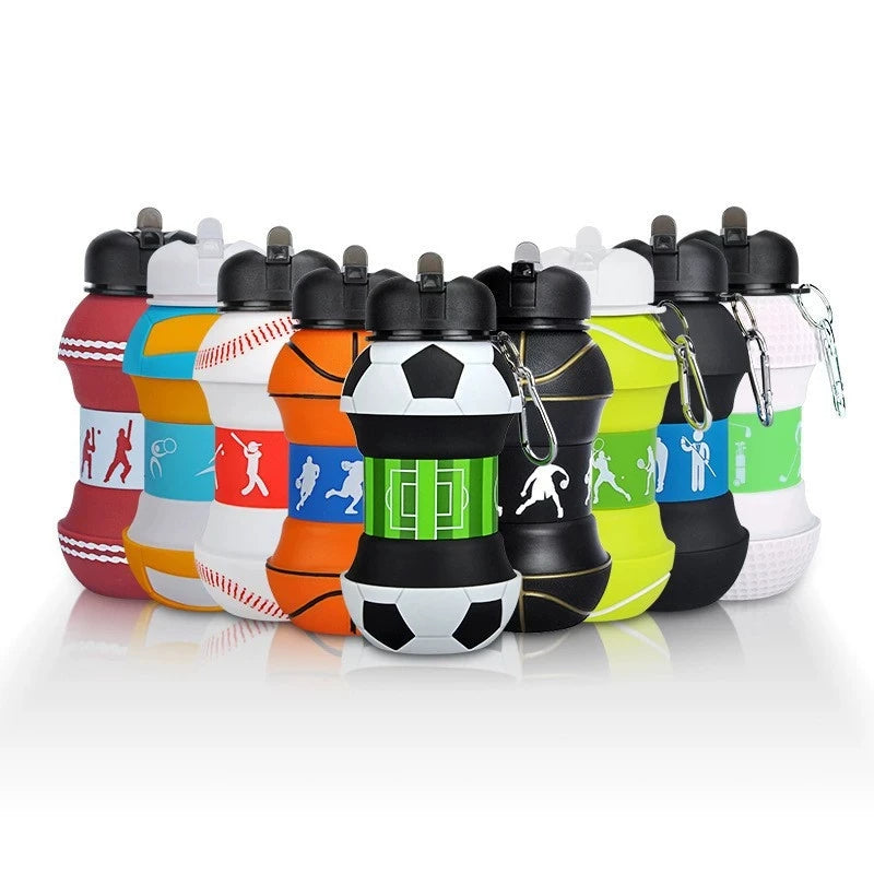 Foldable Sports Ball Water Bottle | Collapsible Silicone Hydration Bottle