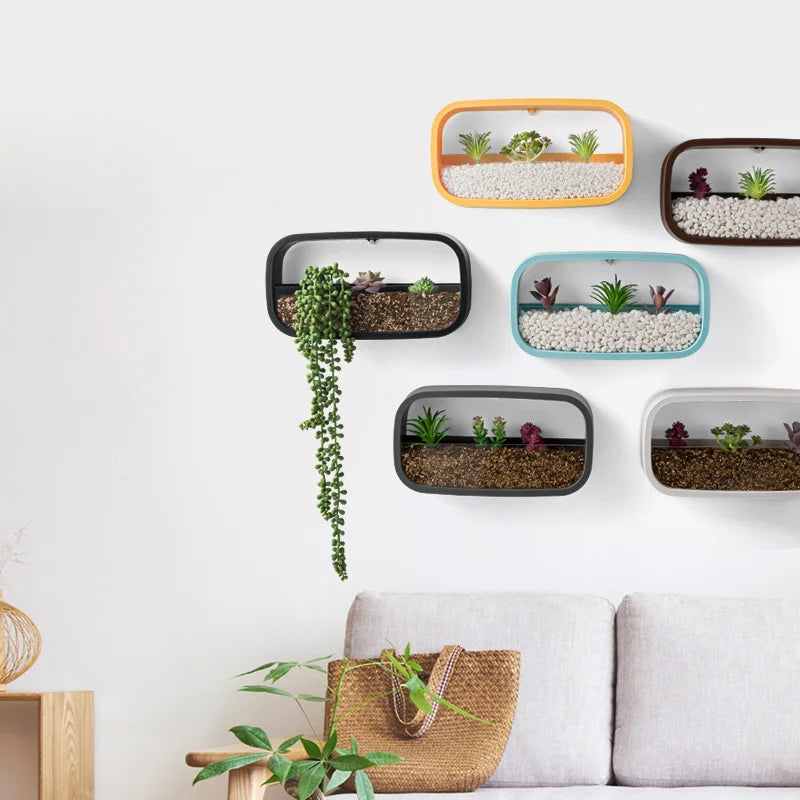 Modern Rectangle Wall-Mounted Flower Vase | Minimalist Vertical Planter for Home & Restaurants