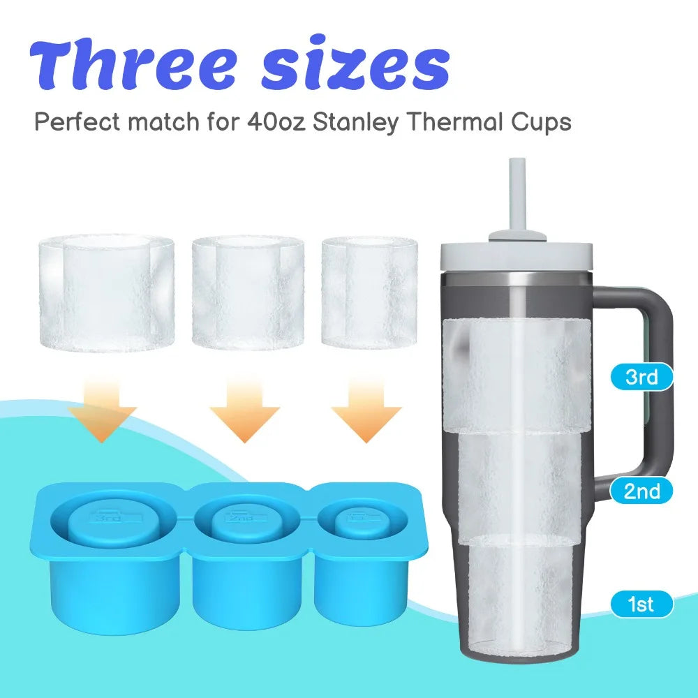 Ice Cube Maker Silicone Mold for 30-40oz Tumblers | Quick-Freeze, Easy Release, Leakproof & Reusable