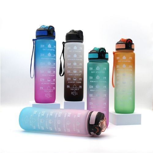 Motivational Water Bottle with Silicone Straw | 32oz, BPA-Free, Reusable & Leak-Proof
