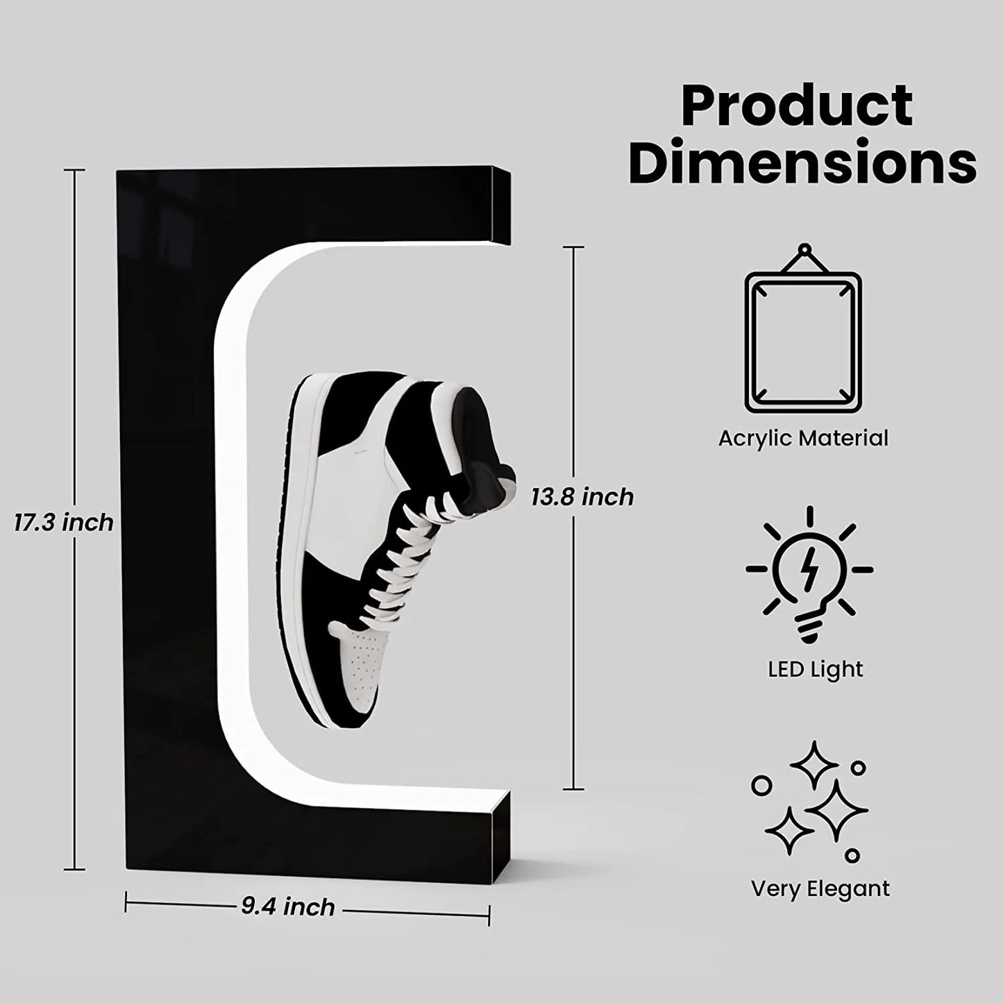Magnetic Floating Sneaker Display Stand with LED Lights | Rotating Shoe Showcase
