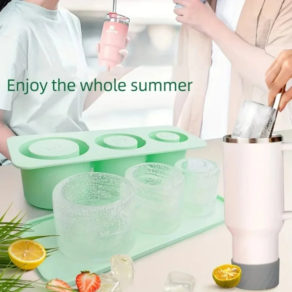 Ice Cube Maker Silicone Mold for 30-40oz Tumblers | Quick-Freeze, Easy Release, Leakproof & Reusable