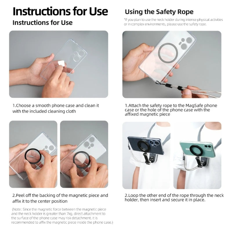 Magnetic Neck Phone Mount Holder | Hands-Free Action Camera & Smartphone Bracket