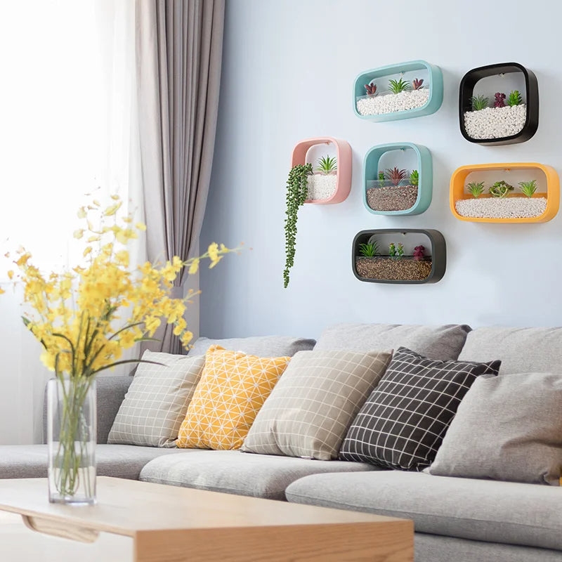 Modern Rectangle Wall-Mounted Flower Vase | Minimalist Vertical Planter for Home & Restaurants