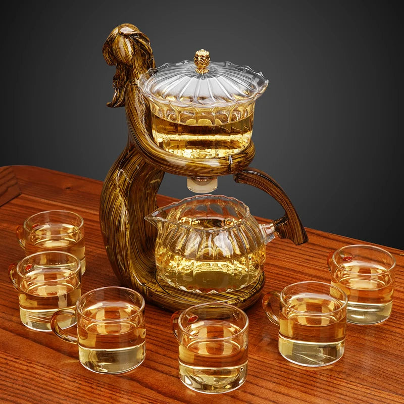 Semi-Automatic Glass Teapot | Elegant Tea Brewer for Loose-Leaf & Blooming Teas