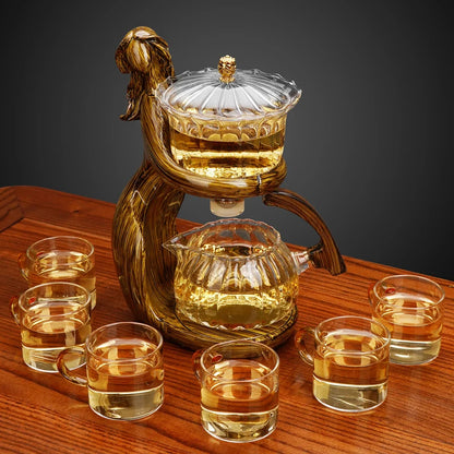 Semi-Automatic Glass Teapot | Elegant Tea Brewer for Loose-Leaf & Blooming Teas