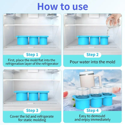 Ice Cube Maker Silicone Mold for 30-40oz Tumblers | Quick-Freeze, Easy Release, Leakproof & Reusable