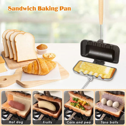 Double-Sided Non-Stick Sandwich & Breakfast Pan | Flip-Free, Foldable Grill Frying Pan