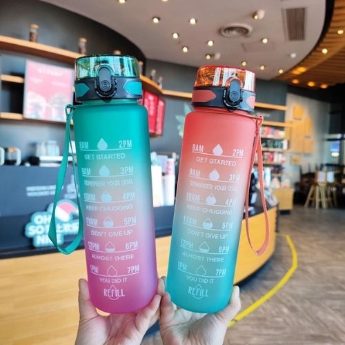 Motivational Water Bottle with Silicone Straw | 32oz, BPA-Free, Reusable & Leak-Proof