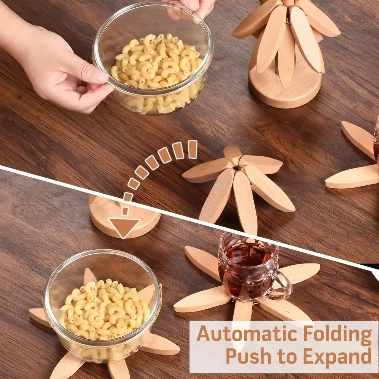 Wooden Trivets For Hot DishesTree-Shaped | Wooden Coaster Set with Holder
