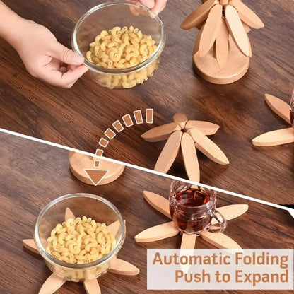 Wooden Trivets For Hot DishesTree-Shaped | Wooden Coaster Set with Holder