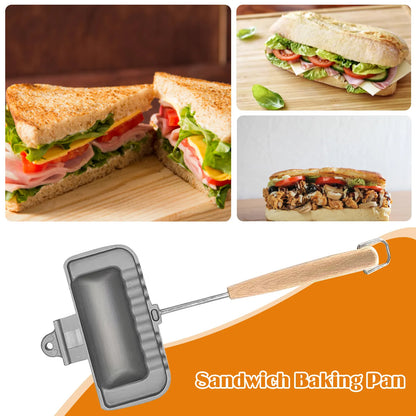Double-Sided Non-Stick Sandwich & Breakfast Pan | Flip-Free, Foldable Grill Frying Pan