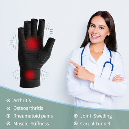 Copper Compression Arthritis Gloves | Fingerless Pain Relief Gloves for Arthritis