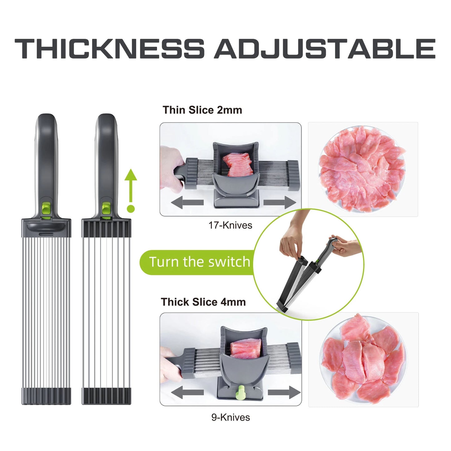 Meat Slicer Cleaver Kitchen Knife Set – 17 Stainless Steel Blades | Ideal for Pork, Beef, Chicken & Salmon Slicing