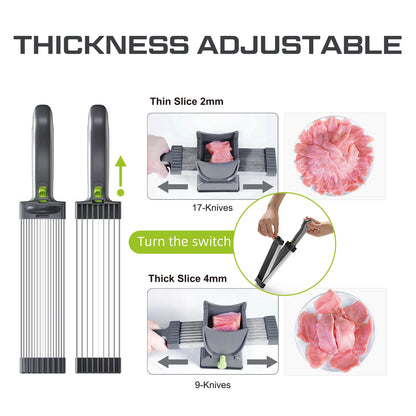 Meat Slicer Cleaver Kitchen Knife Set – 17 Stainless Steel Blades | Ideal for Pork, Beef, Chicken & Salmon Slicing