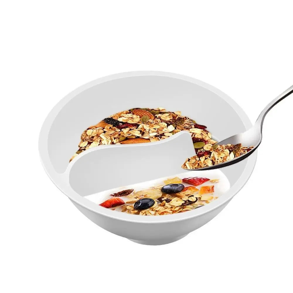 Separated Cereal Bowl | Dry & Wet Separation with Spiral Slide | Crunchy Cereal Every Time