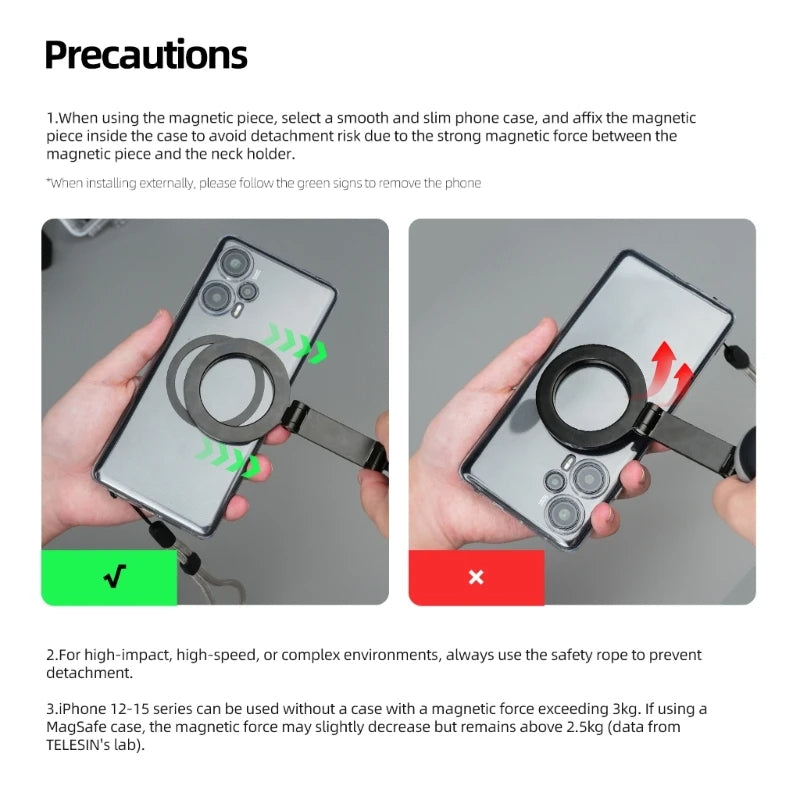 Magnetic Neck Phone Mount Holder | Hands-Free Action Camera & Smartphone Bracket