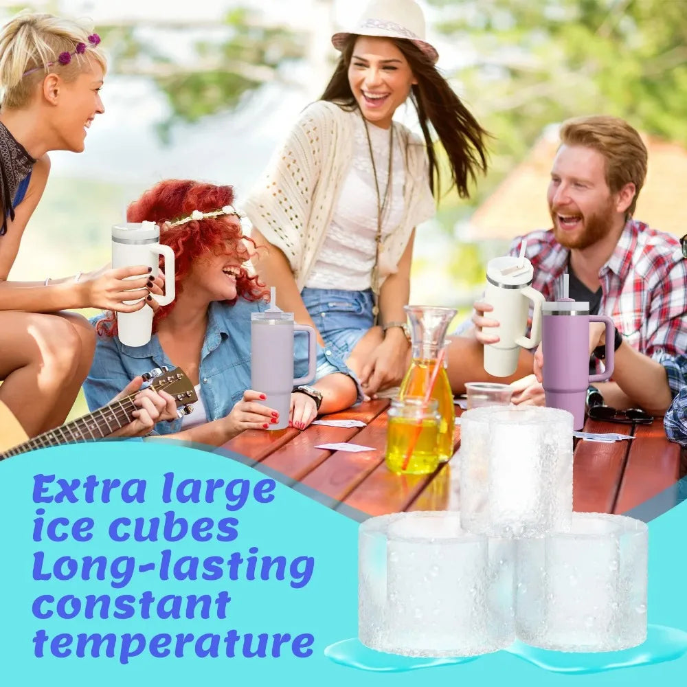 Ice Cube Maker Silicone Mold for 30-40oz Tumblers | Quick-Freeze, Easy Release, Leakproof & Reusable