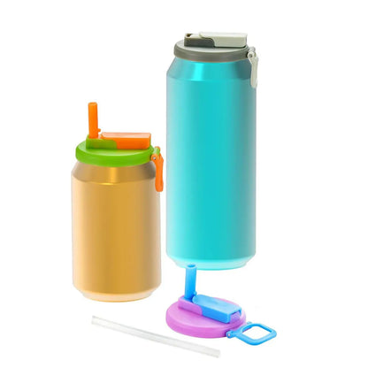 Soda Can Lids with Silicone Straws - Reusable, Spill-Proof & BPA-Free | Food-Grade Can Covers for Picnic, Beach, & Camping