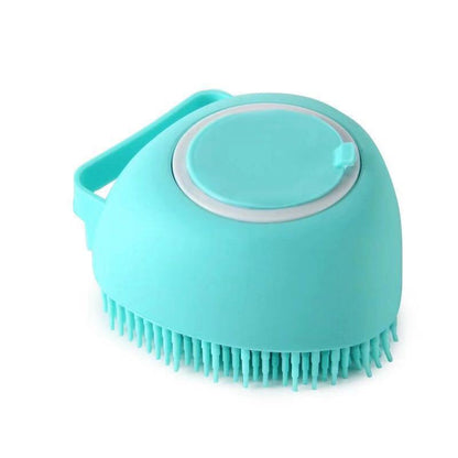Pet Bath Brush with Shampoo Dispenser | Silicone Dog & Cat Grooming Brush
