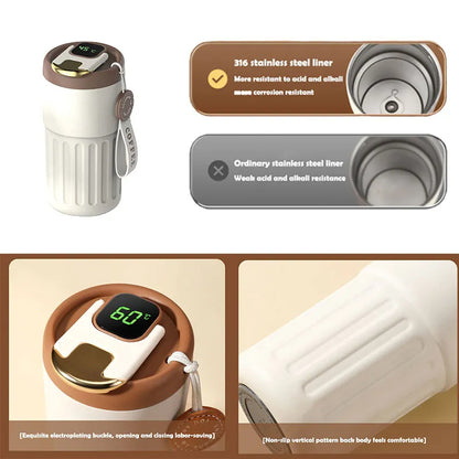 Smart LED Temperature Display Stainless Steel Coffee Mug – 450ml | Leakproof & Insulated Travel Thermos Cup
