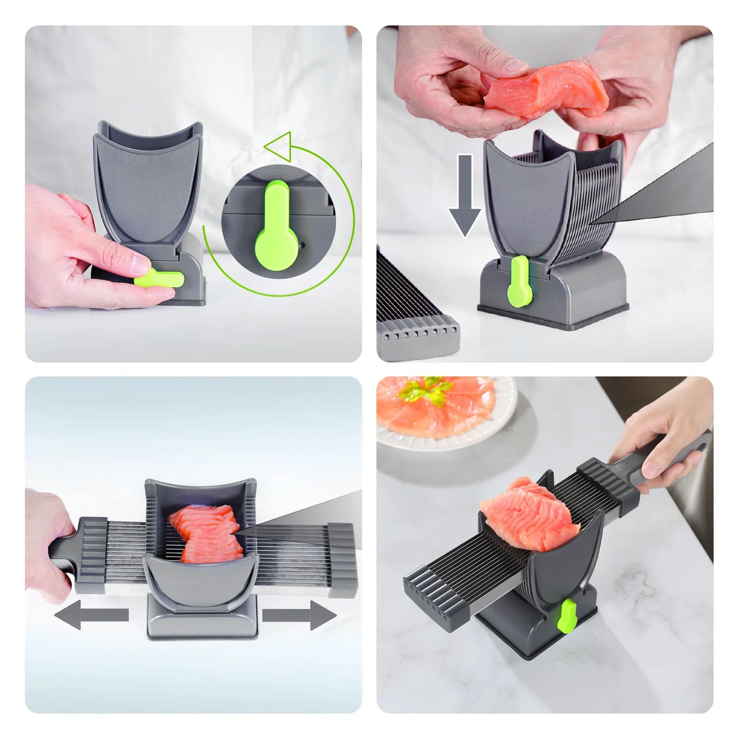 Meat Slicer Cleaver Kitchen Knife Set – 17 Stainless Steel Blades | Ideal for Pork, Beef, Chicken & Salmon Slicing