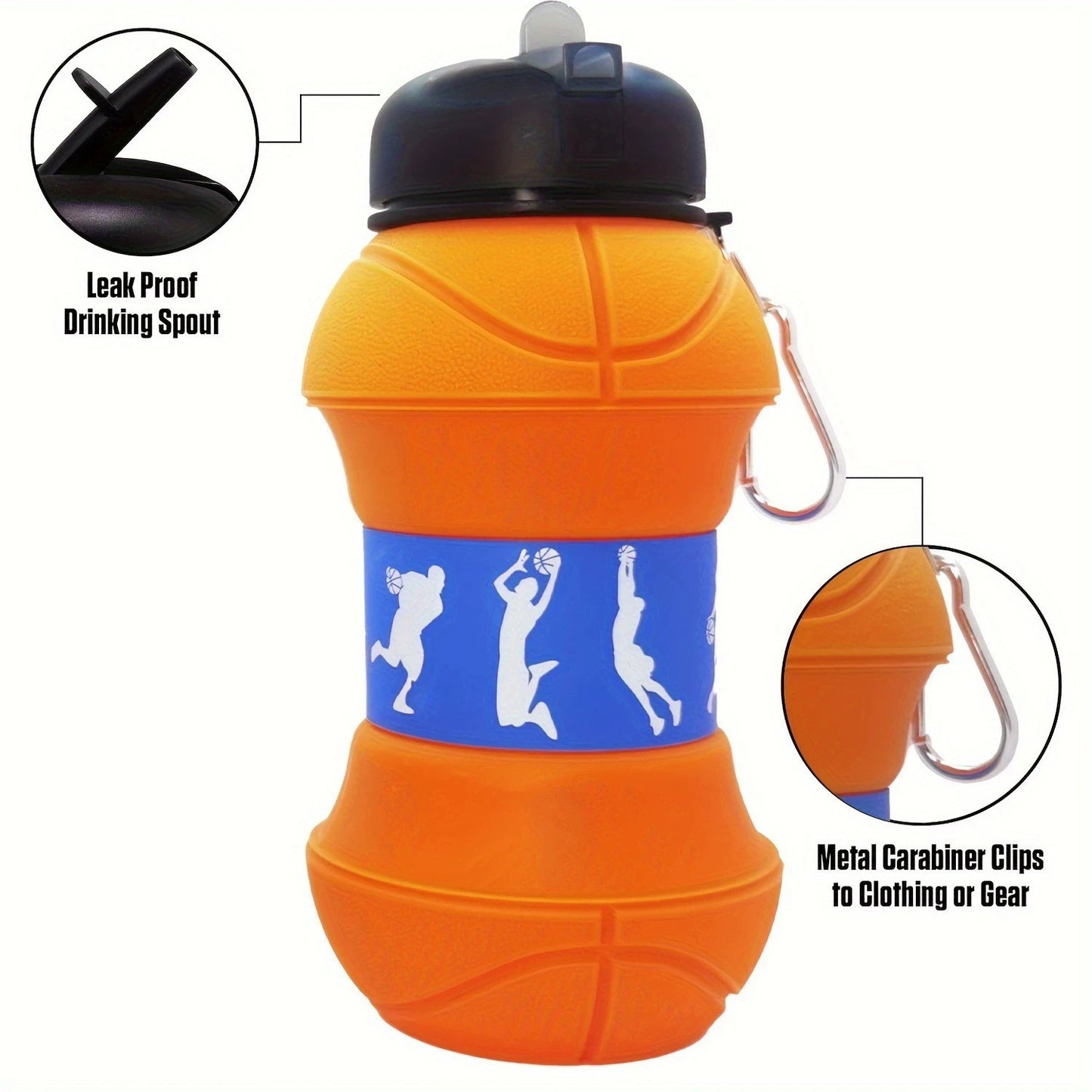 Foldable Sports Ball Water Bottle | Collapsible Silicone Hydration Bottle