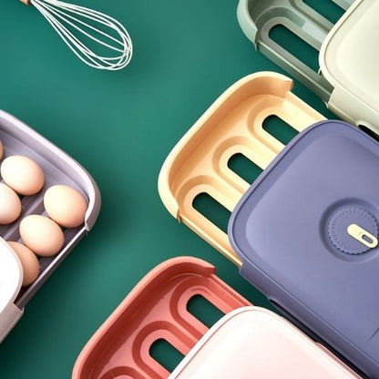 Drawer-Style Egg Storage Box with Freshness Timer | Holds 18-20 Eggs