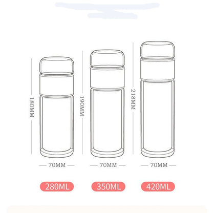 Tea Infuser Bottle | Double Wall Glass Tumbler with Built-in Loose Leaf Tea Filter