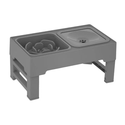 Elevated and Adjustable Raised Dog Bowls with Slow Feeder & Stainless Steel Options | Splash-Proof Water Bowl & Anti-Skid Stand