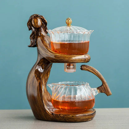 Semi-Automatic Glass Teapot | Elegant Tea Brewer for Loose-Leaf & Blooming Teas