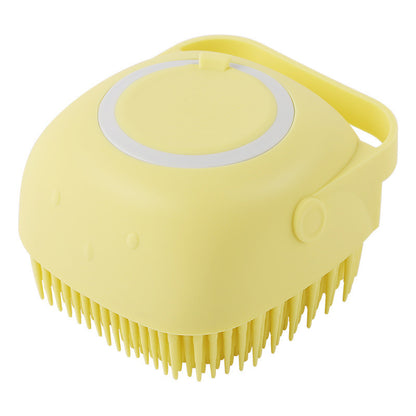 Pet Bath Brush with Shampoo Dispenser | Silicone Dog & Cat Grooming Brush