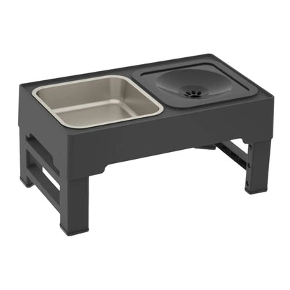 Elevated and Adjustable Raised Dog Bowls with Slow Feeder & Stainless Steel Options | Splash-Proof Water Bowl & Anti-Skid Stand